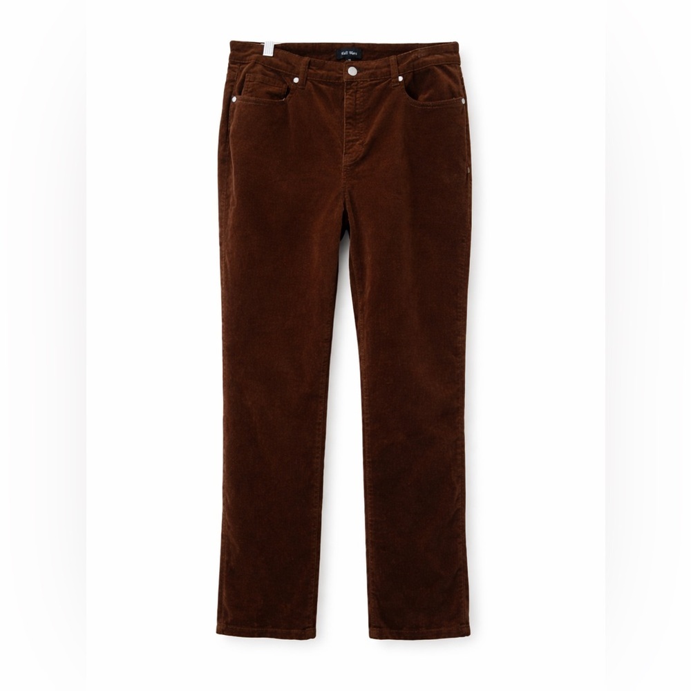 Well‎ Worn Women's Pants Brown High-Rise Luxe Velvet Straight Leg Size 12/32